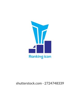 Moderne Ranking-Trophäe Balkendiagramm Symbol Logo-Design für Geschäftserfolg, Performance-Analyse, SEO-Position, Wachstumsleistung Symbol

