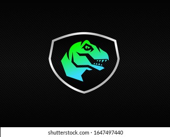 Modern raptor head badge logo with bright RGB colors