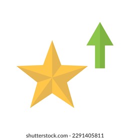 Modern Rating Increase Icon. Star and up arrow icon. Vector.