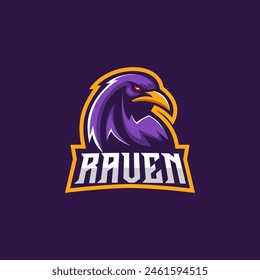 Ilustración vectorial moderna del logotipo de raven esport