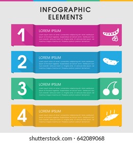 Modern raw infographic template. infographic design with raw icons includes peas, cherry, cucumber. can be used for presentation, diagram, annual report, web design.