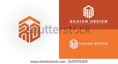 Modern RD logo for Construction and Architecture. Hexagonal design conveys precision, strength, and innovation in building. Ideal for forward-thinking firms.