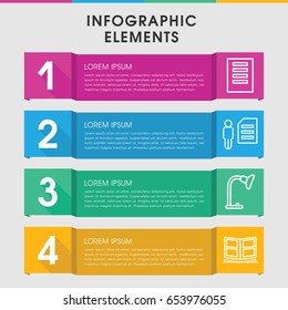 Modern reading infographic template. infographic design with reading icons includes table lamp, photo album. can be used for presentation, diagram, annual report, web design.