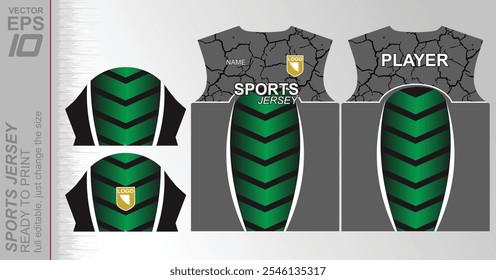 Modern ready-to-print jersey design with dynamic lines and vibrant colors. Perfect for football, basketball, cycling, or sportswear. High-quality, customizable vector file for instant printing.