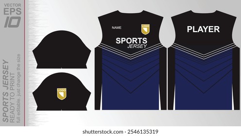 Modern ready-to-print jersey design with dynamic lines and vibrant colors. Perfect for football, basketball, cycling, or sportswear. High-quality, customizable vector file for instant printing.