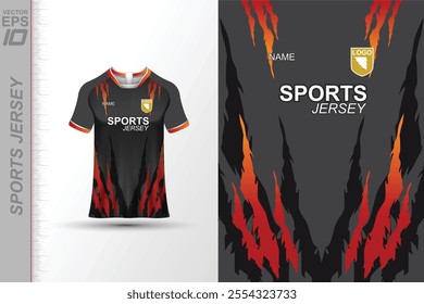 Modern ready-to-print jersey design with dynamic lines and vibrant colors. Perfect for football, basketball, cycling, or sportswear. High-quality, customizable vector file for instant printing.