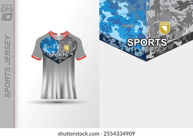 Modern ready-to-print jersey design with dynamic lines and vibrant colors. Perfect for football, basketball, cycling, or sportswear. High-quality, customizable vector file for instant printing.