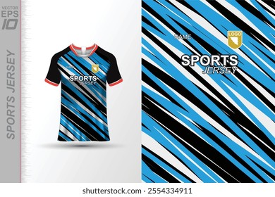 Modern ready-to-print jersey design with dynamic lines and vibrant colors. Perfect for football, basketball, cycling, or sportswear. High-quality, customizable vector file for instant printing.