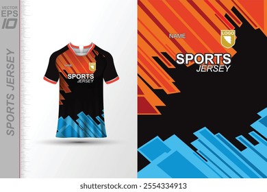 Modern ready-to-print jersey design with dynamic lines and vibrant colors. Perfect for football, basketball, cycling, or sportswear. High-quality, customizable vector file for instant printing.