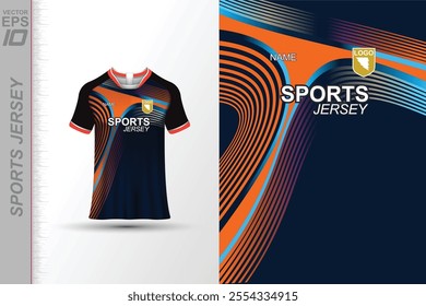 Modern ready-to-print jersey design with dynamic lines and vibrant colors. Perfect for football, basketball, cycling, or sportswear. High-quality, customizable vector file for instant printing.