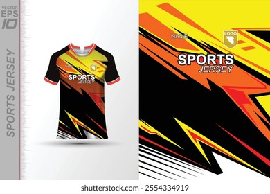 Modern ready-to-print jersey design with dynamic lines and vibrant colors. Perfect for football, basketball, cycling, or sportswear. High-quality, customizable vector file for instant printing.