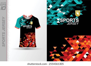 Modern ready-to-print jersey design with dynamic lines and vibrant colors. Perfect for football, basketball, cycling, or sportswear. High-quality, customizable vector file for instant printing.