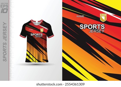 Modern ready-to-print jersey design with dynamic lines and vibrant colors. Perfect for football, basketball, cycling, or sportswear. High-quality, customizable vector file for instant printing.