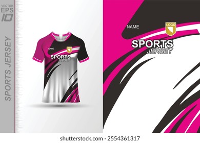 Modern ready-to-print jersey design with dynamic lines and vibrant colors. Perfect for football, basketball, cycling, or sportswear. High-quality, customizable vector file for instant printing.