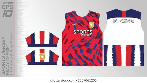 Modern ready-to-print jersey design with dynamic lines and vibrant colors. Perfect for football, basketball, cycling, or sportswear. High-quality, customizable vector file for instant printing