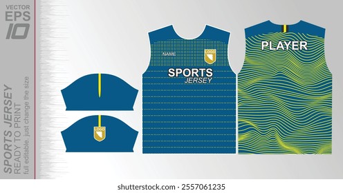 Modern ready-to-print jersey design with dynamic lines and vibrant colors. Perfect for football, basketball, cycling, or sportswear. High-quality, customizable vector file for instant printing