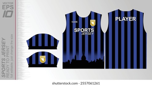 Modern ready-to-print jersey design with dynamic lines and vibrant colors. Perfect for football, basketball, cycling, or sportswear. High-quality, customizable vector file for instant printing
