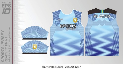 Modern ready-to-print jersey design with dynamic lines and vibrant colors. Perfect for football, basketball, cycling, or sportswear. High-quality, customizable vector file for instant printing