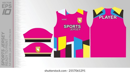 Modern ready-to-print jersey design with dynamic lines and vibrant colors. Perfect for football, basketball, cycling, or sportswear. High-quality, customizable vector file for instant printing