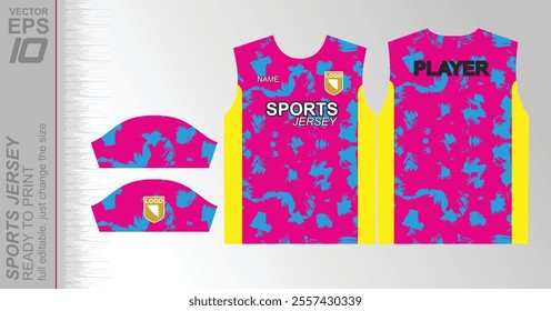 Modern ready-to-print jersey design with dynamic lines and vibrant colors. Perfect for football, basketball, cycling, or sportswear. High-quality, customizable vector file for instant printing.