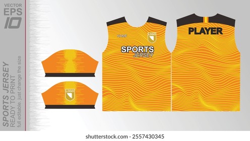 Modern ready-to-print jersey design with dynamic lines and vibrant colors. Perfect for football, basketball, cycling, or sportswear. High-quality, customizable vector file for instant printing.