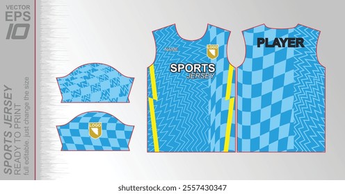 Modern ready-to-print jersey design with dynamic lines and vibrant colors. Perfect for football, basketball, cycling, or sportswear. High-quality, customizable vector file for instant printing.