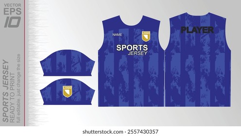 Modern ready-to-print jersey design with dynamic lines and vibrant colors. Perfect for football, basketball, cycling, or sportswear. High-quality, customizable vector file for instant printing.