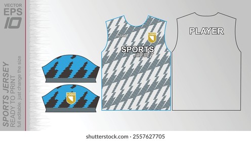 Modern ready-to-print jersey design with dynamic lines and vibrant colors. Perfect for football, basketball, cycling, or sportswear. High-quality, customizable vector file for instant printing.