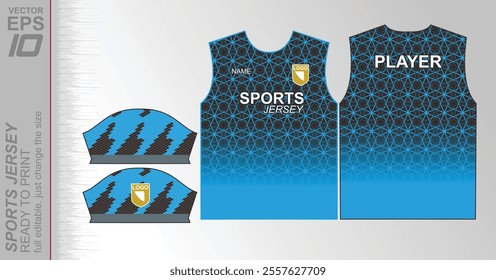 Modern ready-to-print jersey design with dynamic lines and vibrant colors. Perfect for football, basketball, cycling, or sportswear. High-quality, customizable vector file for instant printing.