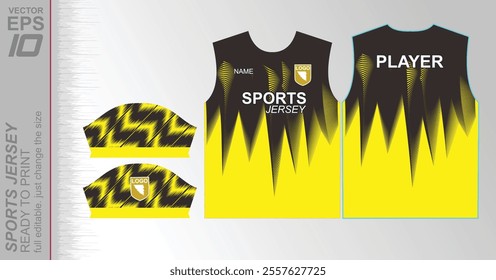 Modern ready-to-print jersey design with dynamic lines and vibrant colors. Perfect for football, basketball, cycling, or sportswear. High-quality, customizable vector file for instant printing.