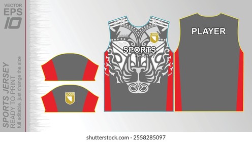 Modern ready-to-print jersey design with dynamic lines and vibrant colors. Perfect for football, basketball, cycling, or sportswear. High-quality, customizable vector file for instant printing.