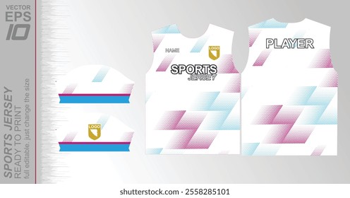 Modern ready-to-print jersey design with dynamic lines and vibrant colors. Perfect for football, basketball, cycling, or sportswear. High-quality, customizable vector file for instant printing.
