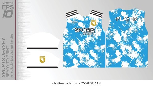 Modern ready-to-print jersey design with dynamic lines and vibrant colors. Perfect for football, basketball, cycling, or sportswear. High-quality, customizable vector file for instant printing.