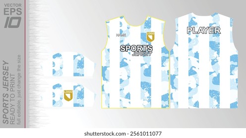 Modern ready-to-print jersey design with dynamic lines and vibrant colors. Perfect for football, basketball, cycling, or sportswear. High-quality, customizable vector file for instant printing.