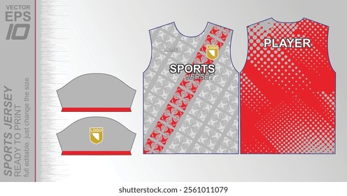 Modern ready-to-print jersey design with dynamic lines and vibrant colors. Perfect for football, basketball, cycling, or sportswear. High-quality, customizable vector file for instant printing.