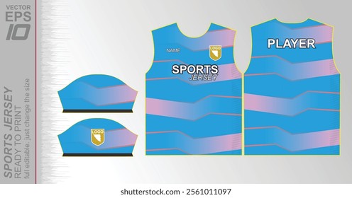 Modern ready-to-print jersey design with dynamic lines and vibrant colors. Perfect for football, basketball, cycling, or sportswear. High-quality, customizable vector file for instant printing.