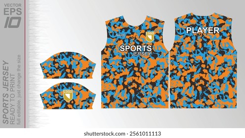 Modern ready-to-print jersey design with dynamic lines and vibrant colors. Perfect for football, basketball, cycling, or sportswear. High-quality, customizable vector file for instant printing.