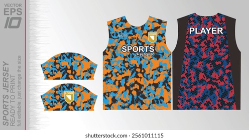 Modern ready-to-print jersey design with dynamic lines and vibrant colors. Perfect for football, basketball, cycling, or sportswear. High-quality, customizable vector file for instant printing.