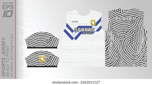 Modern ready-to-print jersey design with dynamic lines and vibrant colors. Perfect for football, basketball, cycling, or sportswear. High-quality, customizable vector file for instant printing.