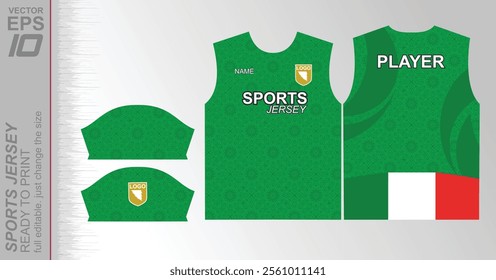 Modern ready-to-print jersey design with dynamic lines and vibrant colors. Perfect for football, basketball, cycling, or sportswear. High-quality, customizable vector file for instant printing.