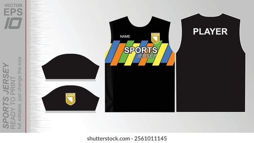 Modern ready-to-print jersey design with dynamic lines and vibrant colors. Perfect for football, basketball, cycling, or sportswear. High-quality, customizable vector file for instant printing.