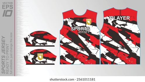 Modern ready-to-print jersey design with dynamic lines and vibrant colors. Perfect for football, basketball, cycling, or sportswear. High-quality, customizable vector file for instant printing.