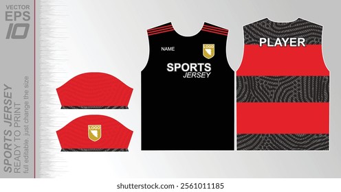 Modern ready-to-print jersey design with dynamic lines and vibrant colors. Perfect for football, basketball, cycling, or sportswear. High-quality, customizable vector file for instant printing.