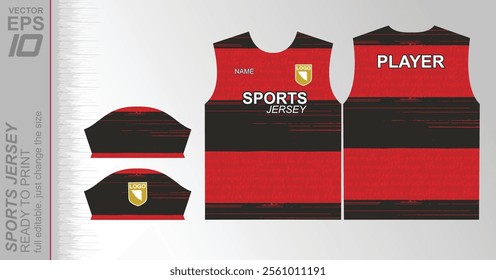 Modern ready-to-print jersey design with dynamic lines and vibrant colors. Perfect for football, basketball, cycling, or sportswear. High-quality, customizable vector file for instant printing.