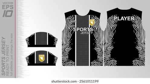 Modern ready-to-print jersey design with dynamic lines and vibrant colors. Perfect for football, basketball, cycling, or sportswear. High-quality, customizable vector file for instant printing.