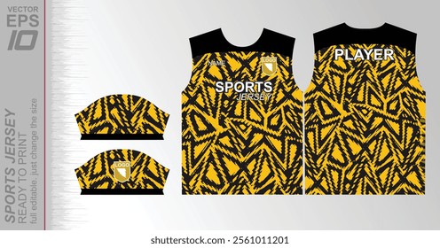 Modern ready-to-print jersey design with dynamic lines and vibrant colors. Perfect for football, basketball, cycling, or sportswear. High-quality, customizable vector file for instant printing.