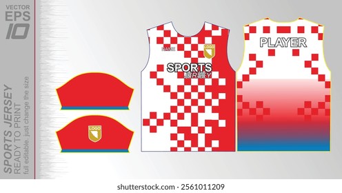 Modern ready-to-print jersey design with dynamic lines and vibrant colors. Perfect for football, basketball, cycling, or sportswear. High-quality, customizable vector file for instant printing.