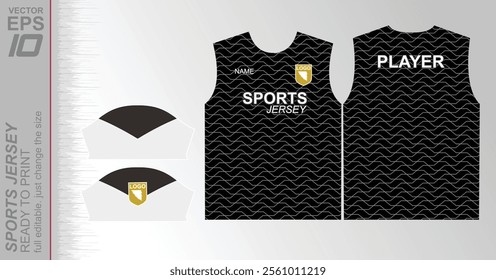 Modern ready-to-print jersey design with dynamic lines and vibrant colors. Perfect for football, basketball, cycling, or sportswear. High-quality, customizable vector file for instant printing.