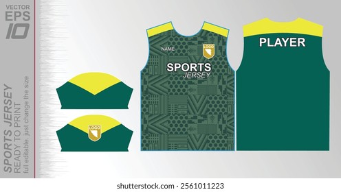 Modern ready-to-print jersey design with dynamic lines and vibrant colors. Perfect for football, basketball, cycling, or sportswear. High-quality, customizable vector file for instant printing.