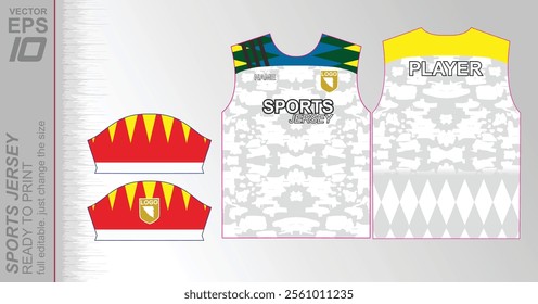 Modern ready-to-print jersey design with dynamic lines and vibrant colors. Perfect for football, basketball, cycling, or sportswear. High-quality, customizable vector file for instant printing.